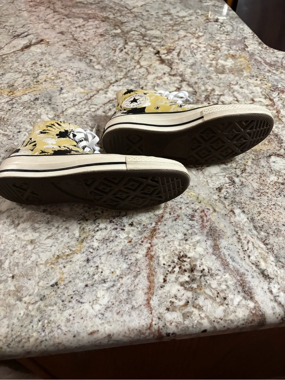 Converse  Yellow and Black Floral High-Top Sneakers